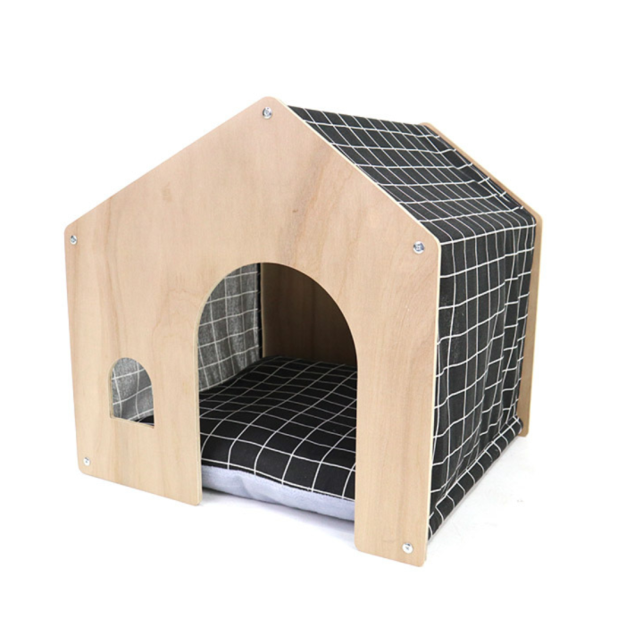 lehome-บ้านแมว-บ้านสุนัข-บ้านสัตว์เลี้ยง-สีดำ-วัสดุไม้สนแท้-100-เบาะรองนอน-มีช่องระบายอากาศ-ขนาด47x52x50-cm-pe-01-00201