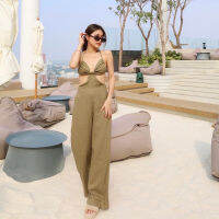 new in!! Linen halter jumpsuit?☀️(530฿ฟรีส่ง) จั้มสูทบราคล้องคอเว้าเอวสวยแซ่บ ตัวเสื้อกับกางเกงติดกัน เนื้อผ้าลินิน glam