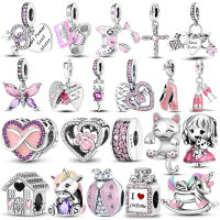 925 เงินสีชมพู Charms Infinity น้องสาวเกมสาวจี้ Fit สร้อยข้อมือ PANDORA สร้อยข้อมือ DIY Luck Ladybug Love ลูกปัด-Jiieu