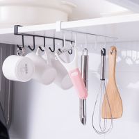 Iron 6 Hooks Storage Shelf Wardrobe Cabinet Metal Under Shelves Mug Cup Hanger Bathroom Kitchen Organizer Hanging Rack Holder Door Hardware Locks