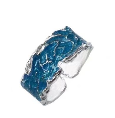 [COD] กลับไปที่ตัวตนที่แท้จริงเปิดบุคลิกกลัวทะเลลึก Ocean Blue Original Ring S925 แหวนพื้นผิวแหวนหรูหราสีเงิน Christmas Gift