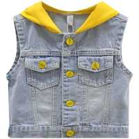 Boys Vest 2021 Spring Autumn Childrens Cowboy Hooded Waistcoat Baby Outer Wear Baby Vest Children Korean Version