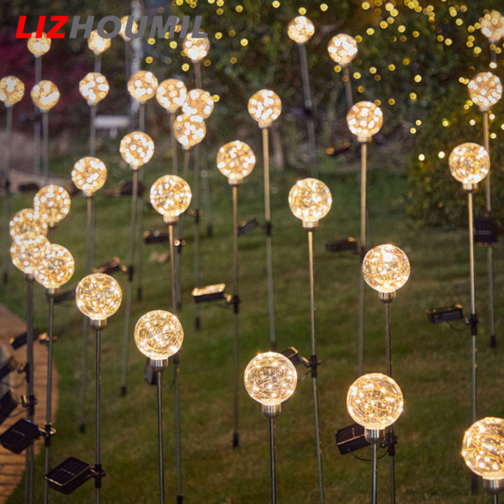 lizhoumil-ไฟสายโคมไฟพลังงานแสงอาทิตย์-led-ไฟลูกบอล2ชิ้นสำหรับทางเดินลานสนามหญ้าตกแต่งภูมิทัศน์สวน