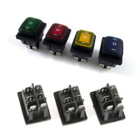 Heavy Duty 16A 250VAC 30X22กันน้ำ Rocker Switch 6pin DPDT ON OFF ON 12V 220V สีแดงสีเขียว LED Light Rocker Switch