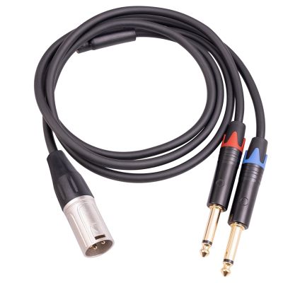 Dual 6.35mm 1/4 In to XLR Male Y Splitter Cable,3Pin XLR Male to Dual 6.35mm Plug Audio Microphone Cable