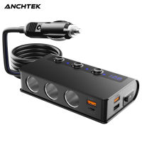 Anchtek 180W Splitter QC3.0 Type-C Car Fast Charger Adapter 12V24V 4 Port USB Charging Socket For Phone