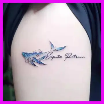 Whale shark  world map tattoo on the left side
