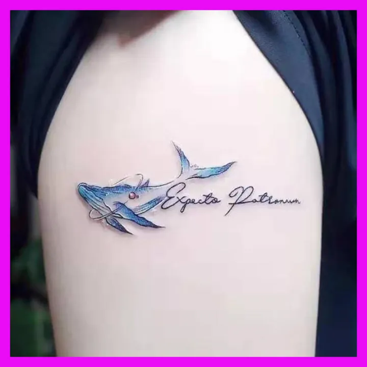 Post English letters blue whale net red tattoo stickers waterproof  personality tattoos | Lazada PH
