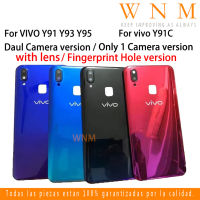 ใหม่สำหรับ VIVO Y91 Y91i Y91C Y93 Y93S Y95 Y93C โลโก้แบตเตอรี่หลังกระจกฝาครอบด้านหลังพร้อมเลนส์และปุ่มเปลี่ยน