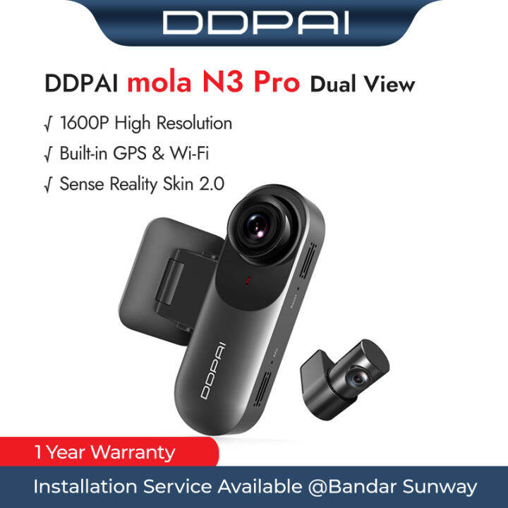 DDPAI mola N3 Pro Front and Rear Dashcam Built-in GPS & WiFi ,Super ...