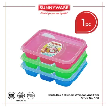 1pc Pink Three Grid Lunch Box