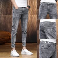 ❇☫ 2023 summer thin jeans mens summer trendy brand slim feet trendy trousers mens casual nine-point pants