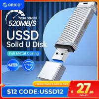 ORICO USSD Mobile Solid U Disk 520MB/S USB แฟลชไดร์ฟ1TB 512GB 256GB Type-C USB 3.2ปากกาไดรฟ์โลหะสถานะของแข็ง U Disk