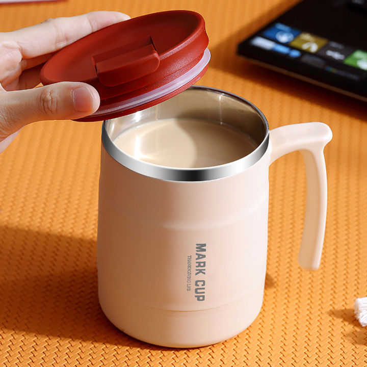 mug-baja-tahan-karat-ถ้วยกาแฟพกพากระบอกน้ำเก็บความร้อนถ้วยใส่อาหารเช้าแดงที่ใช้ในครัวเรือนถ้วยน้ำสำนักงานพร้อมช้อน-coverqianfun-304ชิ้น