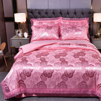 Luxury Satin Jacquard Bedding Set Smooth Lace Bed sheet Pillowcase Duvet Cover Sets Twin Queen King 234 pcs Bed set Hometexile
