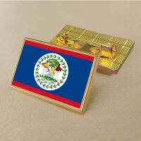 Belize flag pin 2.5*1.5cm zinc alloy die-cast PVC colour coated gold rectangular medallion badge with no added resin