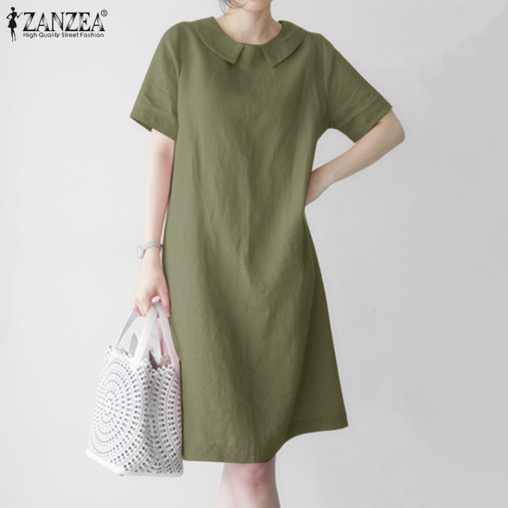 Fancystyle ZANZEA Đầm Suông Mini Thường Ngày Dự Tiệc Ngắn Tay Vải ...