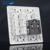 SeTo 120 Type Three Hole Power Socket + Four Ports RJ11 Cat3 Telephone Panel Outlet Wall Plate Keystone Faceplate