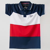 Big Size Polo T Shirt For Men M To 6XL Stitching Color Stripe Plus Size Collar Short Sleeve