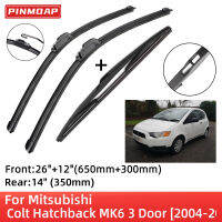 For Mitsubishi Colt Hatchback MK6 3 Door 2004-2012 Front Rear Wiper Blades Brushes Cutter Accessories J Hook 2004 2005 2006 2007