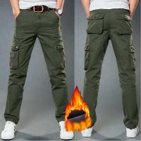 Winter Fleece Warm Tactical Pants Zip Cotton Trousers Loose Army Green Cargo Pants Men Casual Plus Thicken Tooling Pants size 40