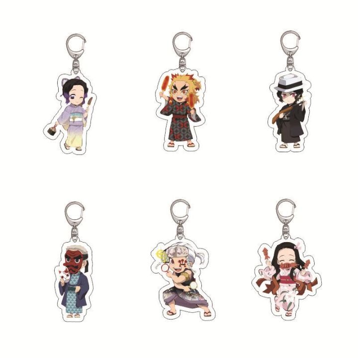 new-cartoon-anime-demon-slayer-acrylic-keychain-cute-brinco-blade-of-ghost-key-chain-kamado-tanjirou-cosplay-keyring-wholesale-key-chains