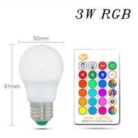 【☊HOT☊】 zao063669 ไฟหลอดไฟ Led Rgb E27 85-265V 3W 5W 10W โคมไฟแอลอีดีอาร์จีบีดีบเบิลยูหลากสีเปลี่ยนได้มีโหมดควบคุมด้วยรีโมท Ir