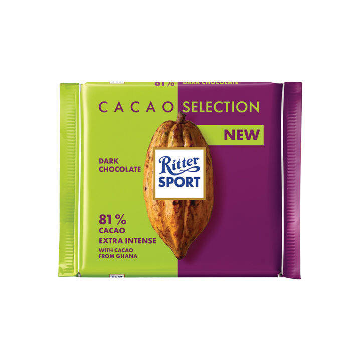 Ritter Sport Cocoa Selection Chocolate Bar, 81% Extra Intense 100g ...