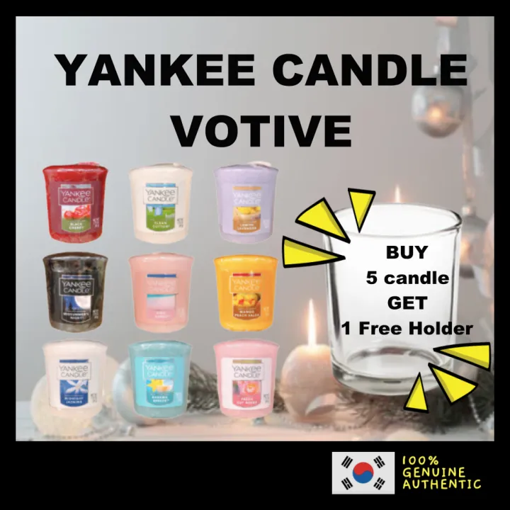 Yankee Candle Votive 5 candles buy + 1holder free, YankeeCandle Samplers Mini Votive Candle 49g