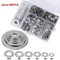 Flat Washer Set M3 M4 M5 M6 M8 M10 Hardware Accessories Screw Fastener 660pcs/Box Stainless Steel Washer Plain