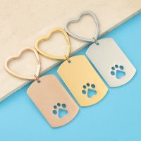 10pcs Mirror Polished Stainless Steel Key Chain Cute Heart Hanging Keyring Dog Paw Keychain Fashion Jewelry Wholesale