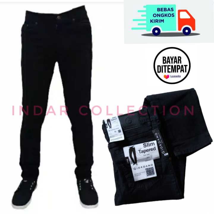 Celana Lepis Jeans Pria Lelaki Dewasa Hitam Pensil Slimfit Slim Fit