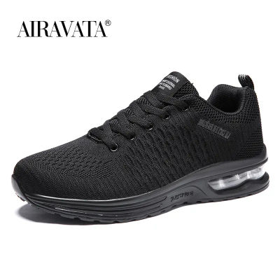 Fashion Mens Running Shoes Breathable Mesh Damping Air Cushion Sneakers Outdoor Training Cycling Men Sports Shoes Black Zapatos