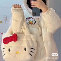 Hello Autumn and Winter New Womens bag Cat Bowknot plush handbag large capacity warm handbag