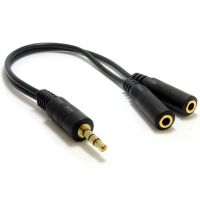 Black 3.5mm Stereo Plug Splitter Cable Adapter Cable 20 cm