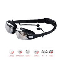 Corrective Nearsighted Swimming Goggles with Ear Plug connect to UV Protection Anti-fog Fexible Nose Bridge Swim Glasses Eyewear Goggles