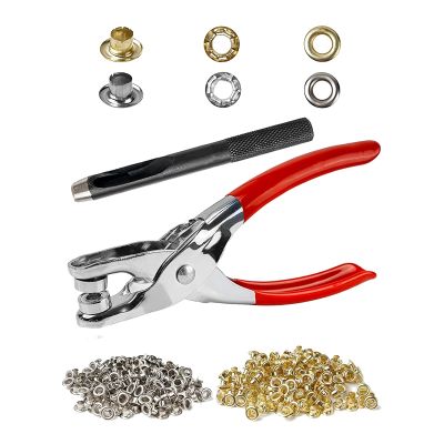 500Pc 1/4 Inch Grommet Tool Kit Leather Hole Punch Pliers Grommets Kit with 500 Metal Gold and Silver Leather, Shoes