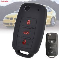 hgjmgkkk Apktnka 3 Button Silicone Car Remote Key Cover Case For VW Golf POLO Bora For Seat LeonAltea For Skoda Keyless Fob Shell Holder