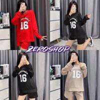 Zero SHOP?พร้อมส่ง?(Zero-DX-16)เสื้อสเวตเตอร์แขนยาว+กางเกงขรสั้น สกีนเลข16เท่ๆ ผ้าสวยใส่สบาย 05