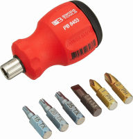 PB Swiss Tools PB-8453 Insider Stubby - SwissGrip 1/4" bit holder with 6 Precision Bits in the handle