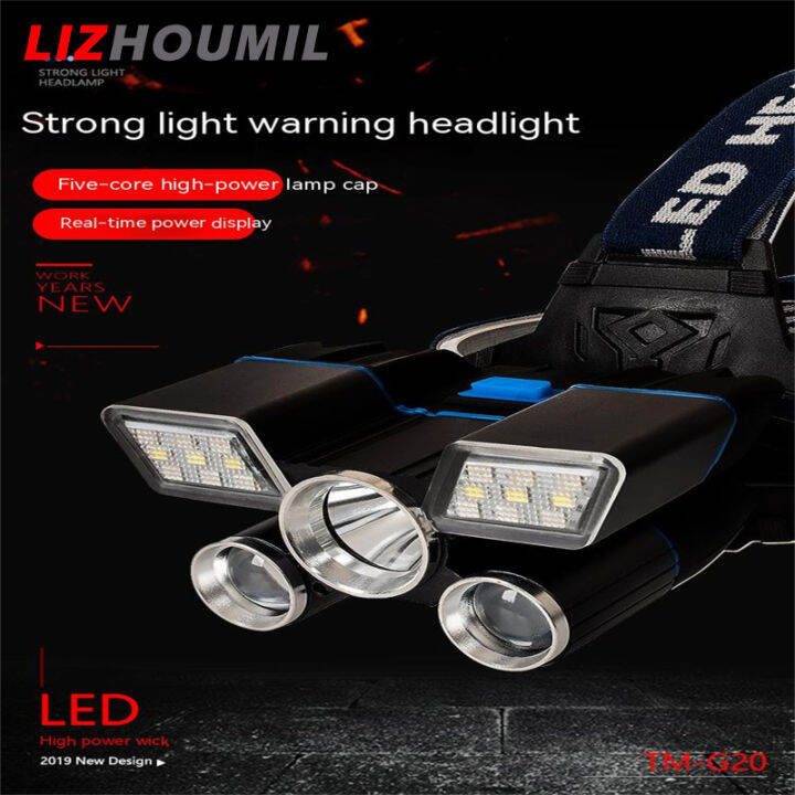 lizhoumil-ไฟหน้า5led-ยูเอสบีชาร์จไวพลังสูงกันน้ำไฟตกปลาไฟเตือนกลางแจ้ง