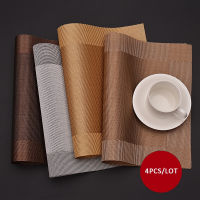 4Pcs Pvc Non-slip Table Mat Washable European Style Coaster Set Waterproof Placemat For Kitchen Dining Table 45x30cm 4 Colors