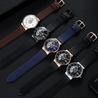 Contracted IBSO retro mens watch waterproof leather personality students Shi Yingfei mechanical hollow out design ✿