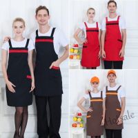 【hot sale】◈ D13 Fashion Men Women Solid Cooking Kitchen Restaurant Bib Apron Dress with Pocket Home kitchen fire apron epron wanita apron kitchen men