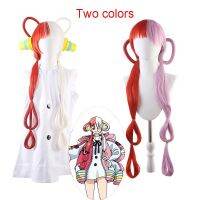 Anime One Piece Uta Cosplay Wig Uta Red Pink Heat Resistant Hair Halloween Wig Headphones Props Woman Girl Cosplay + Wig Cap