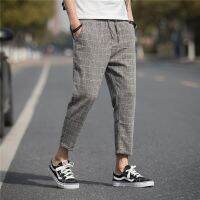 【CC】▥✧△  Mens Straight-leg Pants and New Fashion Nine Points Clothing Ankle Trousers