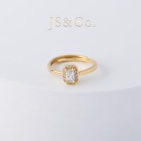 JS&amp;Co. Cincin Perempuan Emas 18k Gold Plated Diamond Halo Adjustable Ring Zircon Trendy Minimalist Fashion Accessories