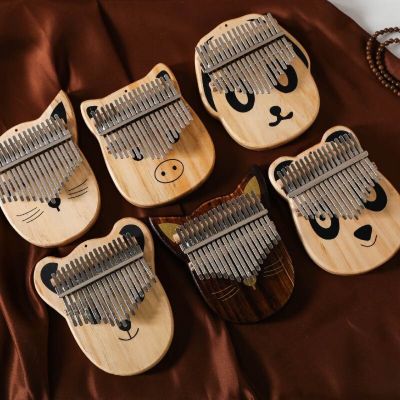 เครื่องดนตรีแบบสวมนิ้วทำจากไม้17คีย์เปียโน Kalimba Thumb รูปสัตว์น่ารักเป็นของขวัญสำหรับผู้เริ่มต้นฝึกปฏิบัติ