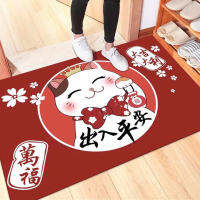 [ewtertgr] ‑ 2023 CNY ปีใหม่จีน Lucky Cat สีแดงพรมปูพื้นตกแต่งบ้านพรมเช็ดเท้าห้องนั่งเล่นห้องน้ำพรมกันลื่นกันฝุ่น