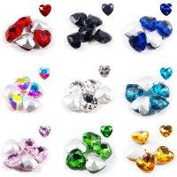 6mm 8mm 10mm 12mm 14mm 18mm 27mm Heart Glass Crystal Point Back Colorful Glue-On Rhinestone Arts Crafts Wedding Dress Diy Gem